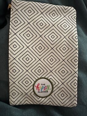 EUC The Happy Planner Black & White Diamond Pattern Pen Pouch